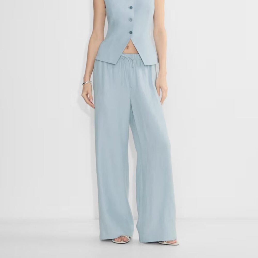 Aritzia WILFRED Linen Lodge DEW BLUE Pant XL